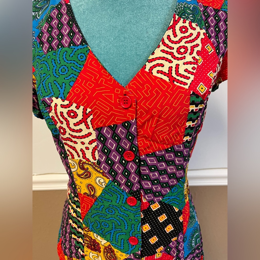 Dangerfield Multicolor Patchwork Mini Dress Size 8 (AU) 4 (US)Vintage-Inspired - Picture 7 of 8